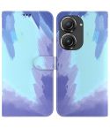 For Asus Zenfone 9 Watercolor Pattern Flip Leather Phone Case(Winter Snow)