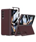 For Samsung Galaxy Z Fold4 GKK Integrated Ultra-thin Folding Leather Phone Case with Stand(Wine Red)