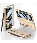 For Samsung Galaxy Z Fold4 GKK Integrated Magnetic Folding Phone Case with Pen Slot(Champagne Gold)