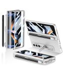 For Samsung Galaxy Z Fold4 GKK Magnetic Hinge Flip Phone Case with Holder & Pen Slot(Silver)