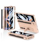 For Samsung Galaxy Z Fold4 GKK Magnetic Hinge Flip Phone Case with Holder & Pen Slot(Gold)