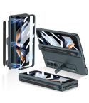 For Samsung Galaxy Z Fold4 GKK Magnetic Hinge Flip Phone Case with Holder & Pen Slot(Green)