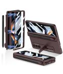 For Samsung Galaxy Z Fold4 GKK Magnetic Hinge Flip Phone Case with Holder & Pen Slot(Wine Red)