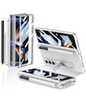 For Samsung Galaxy Z Fold4 GKK Magnetic Hinge Flip Phone Case with Pen Holder & Holder(Silver)
