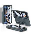 For Samsung Galaxy Z Fold4 GKK Magnetic Hinge Flip Phone Case with Pen Holder & Holder(Green)