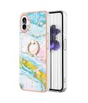 For Nothing Phone 1 Electroplating Marble Pattern TPU Phone Case(Green 004)