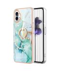 For Nothing Phone 1 Electroplating Marble Pattern TPU Phone Case(Green 003)