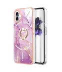 For Nothing Phone 1 Electroplating Marble Pattern TPU Phone Case(Purple 001)