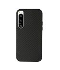 For Sony Xperia 5 IV Accurate Hole Carbon Fiber Texture PU Phone Case(Black)