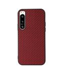 For Sony Xperia 5 IV Accurate Hole Carbon Fiber Texture PU Phone Case(Red)