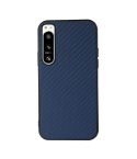 For Sony Xperia 5 IV Accurate Hole Carbon Fiber Texture PU Phone Case(Blue)