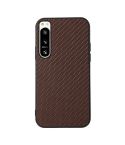 For Sony Xperia 5 IV Accurate Hole Carbon Fiber Texture PU Phone Case(Brown)