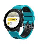 For Suunto 7 Three Rows Holes Silicone Watch Band(Sky Blue Black)