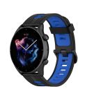 For Amazfit GTR 4 / GTS 4 / GTR 3 22mm Stripe Two-color Silicone Stainless Steel Buckle Watch Band(Black Blue)