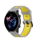 For Amazfit GTR 4 / GTS 4 / GTR 3 22mm Stripe Two-color Silicone Stainless Steel Buckle Watch Band(Grey Yellow)