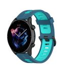 For Amazfit GTR 4 / GTS 4 / GTR 3 22mm Stripe Two-color Silicone Stainless Steel Buckle Watch Band(Blue Mint Green)