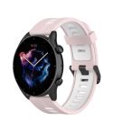 For Amazfit GTR 4 / GTS 4 / GTR 3 22mm Stripe Two-color Silicone Stainless Steel Buckle Watch Band(Sand Pink White)
