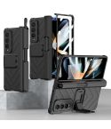 For Samsung Galaxy Z Fold4 GKK Integrated Magnetic Folding Armor Shell with Push Pen Case(Black)
