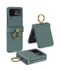 For Samsung Galaxy Z Flip4 GKK Ultrathin Hinge Full Coverage Phone Case with Ring Holder(Dark Green)