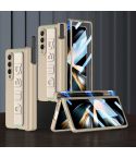 For Samsung Galaxy Z Fold4 GKK Magnetic Fold Hinge Shockproof Phone Case with Wrist Strap(Gold)