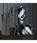 For Samsung Galaxy Z Fold4 GKK Magnetic Fold Hinge Shockproof Phone Case with Wrist Strap(Carbon Fibre)