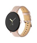 For Google Pixel Watch Grooved Genuine Leather Watch Band(Light Pink)