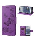 For Nokia G60 Butterfly Embossed Horizontal Flip Leather Phone Case(Purple)