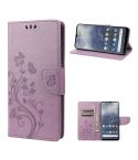 For Nokia G60 Butterfly Flower Pattern Leather Phone Case(Light Purple)