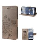 For Nokia G60 Butterfly Flower Pattern Leather Phone Case(Grey)