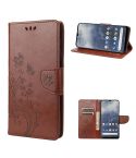 For Nokia G60 Butterfly Flower Pattern Leather Phone Case(Brown)