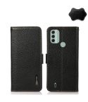 For Nokia C31 KHAZNEH Side-Magnetic Litchi Genuine Leather RFID Phone Case(Black)