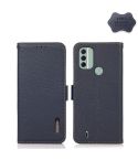 For Nokia C31 KHAZNEH Side-Magnetic Litchi Genuine Leather RFID Phone Case(Blue)