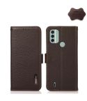 For Nokia C31 KHAZNEH Side-Magnetic Litchi Genuine Leather RFID Phone Case(Brown)