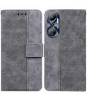 For Infinix Hot 20 Geometric Embossed Leather Phone Case(Grey)