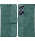 For Infinix Hot 20 Geometric Embossed Leather Phone Case(Green)