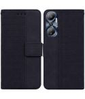 For Infinix Hot 20 Geometric Embossed Leather Phone Case(Black)