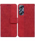 For Infinix Hot 20 Geometric Embossed Leather Phone Case(Red)