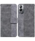 For Tecno Pova 4 Geometric Embossed Leather Phone Case(Grey)