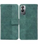 For Tecno Pova 4 Geometric Embossed Leather Phone Case(Green)