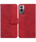 For Tecno Pova 4 Geometric Embossed Leather Phone Case(Red)