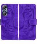 For Infinix Hot 20 Tiger Embossing Pattern Leather Phone Case(Purple)