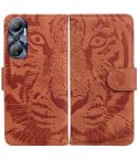 For Infinix Hot 20 Tiger Embossing Pattern Leather Phone Case(Brown)