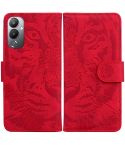 For Tecno Pova 4 Tiger Embossing Pattern Leather Phone Case(Red)