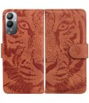 For Tecno Pova 4 Tiger Embossing Pattern Leather Phone Case(Brown)
