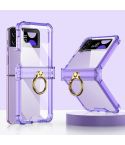 For Samsung Galaxy Z Flip4 GKK Airbag Hinge Shockproof Phone Case with Ring Holder(Purple)