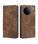 For vivo X90 RFID Anti-theft Brush Magnetic Leather Phone Case(Brown)
