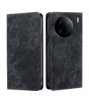 For vivo X90 Pro+ RFID Anti-theft Brush Magnetic Leather Phone Case(Black)
