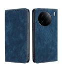 For vivo X90 Pro+ RFID Anti-theft Brush Magnetic Leather Phone Case(Blue)