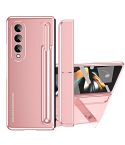 For Samsung Galaxy Z Fold4 2 in 1 Detachable PC Folding Phone Case with Holder & Pen Slot(Pink)
