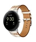 For Google Pixel Watch Genuine Leather Watch Band(White Print)